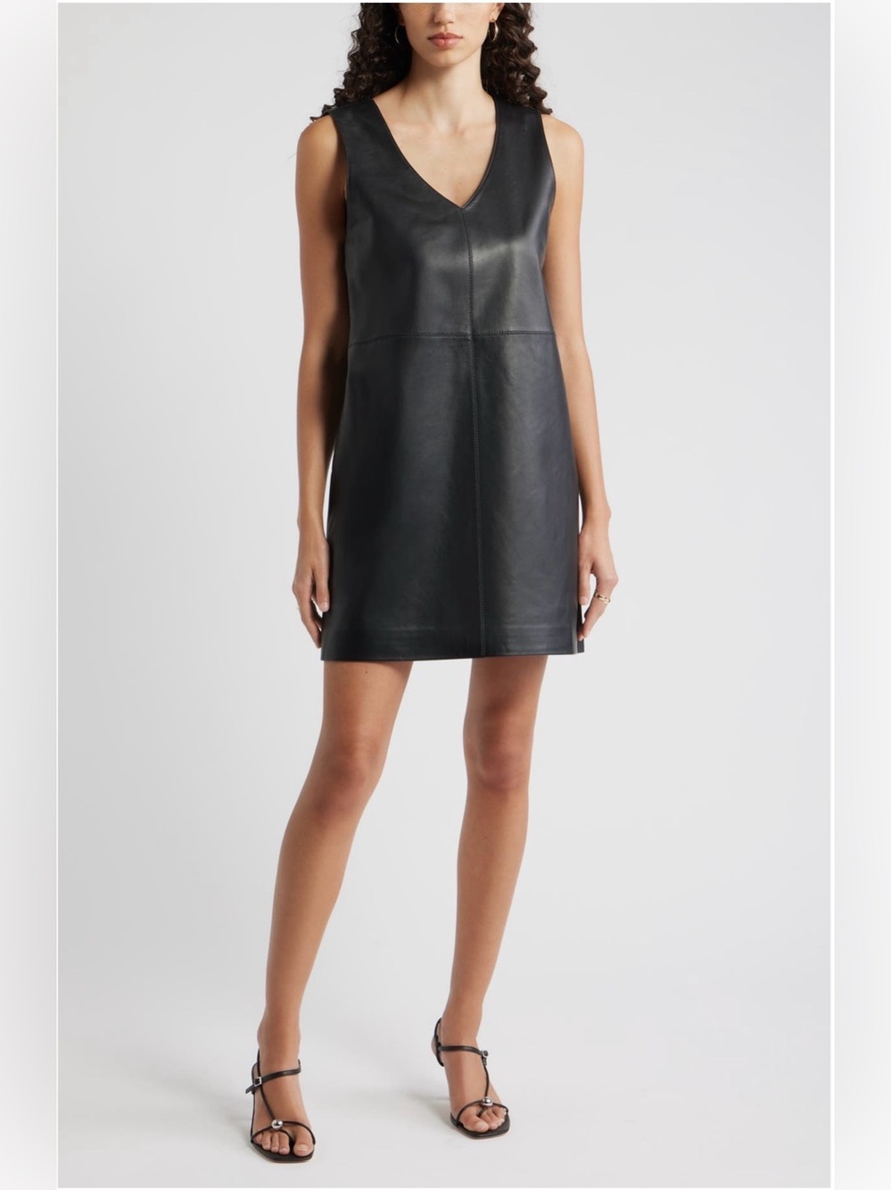 Nordstrom V-Neck Leather Mini Dress